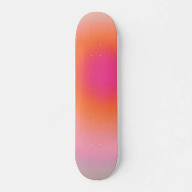Skateboard Dégradé du lever du soleil - rose beige orange (Devant)
