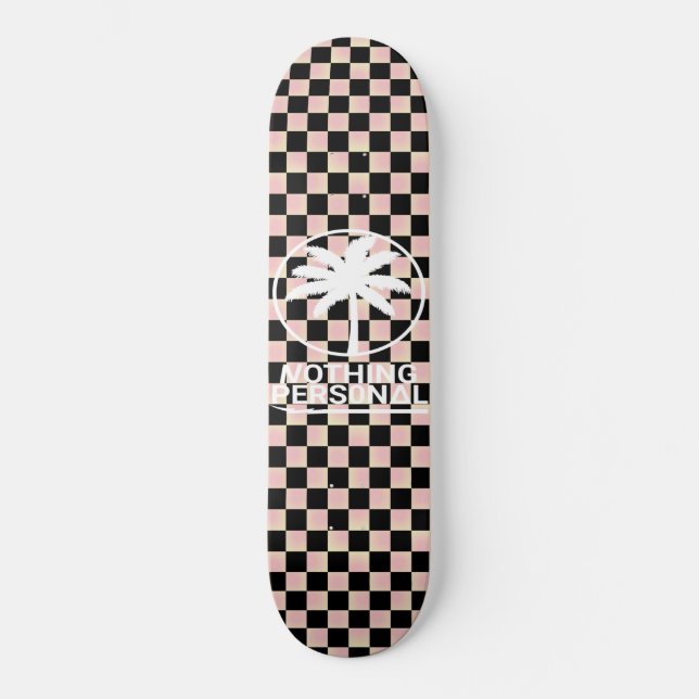 Skateboard Dégradé noir et rose à carreaux (Recto)