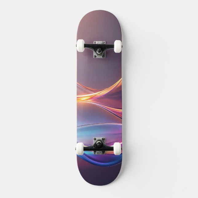 Skateboard Dégradé radiant de vagues abstraites (Recto)