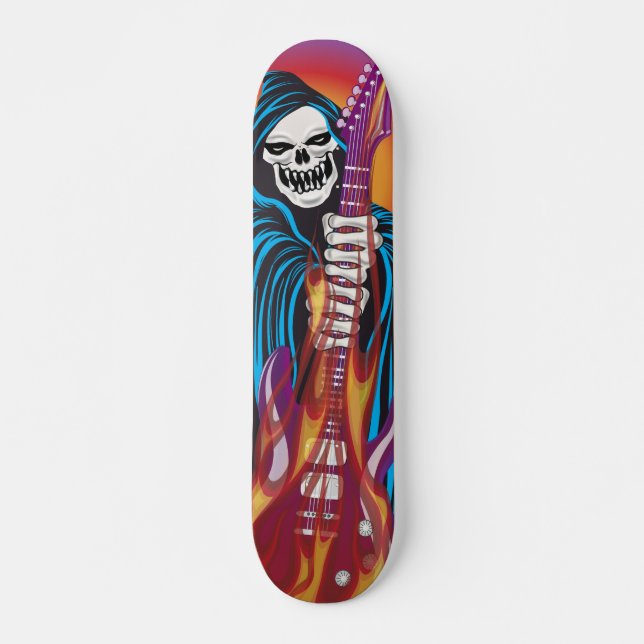Skateboard Démon avec la guitare flamboyante (Devant)