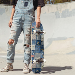 Skateboard Denim Patchwork