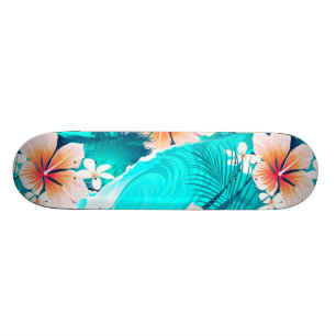 Skateboard Des fleurs d'Hibiscus sur la plage
