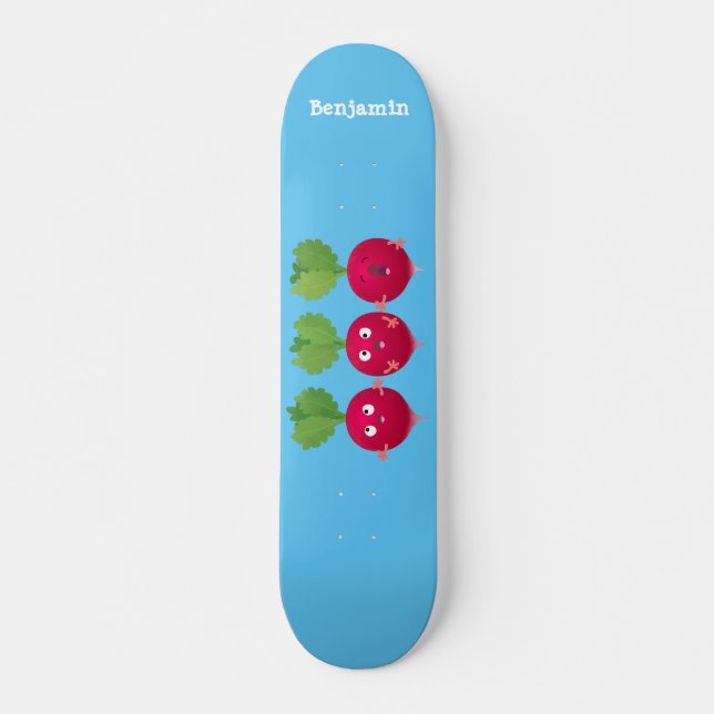 Skateboard Des radis mignons chantant des légumes de dessin a (Devant)