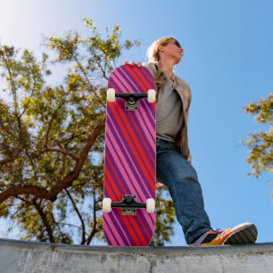 Skateboard Design à rayures verticales rose violet rouge  