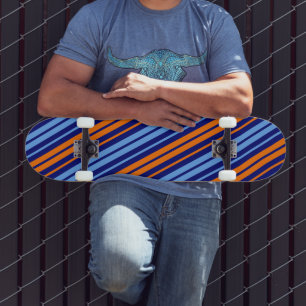 Skateboard Design Bandes Verticales Cyan Orange Marine