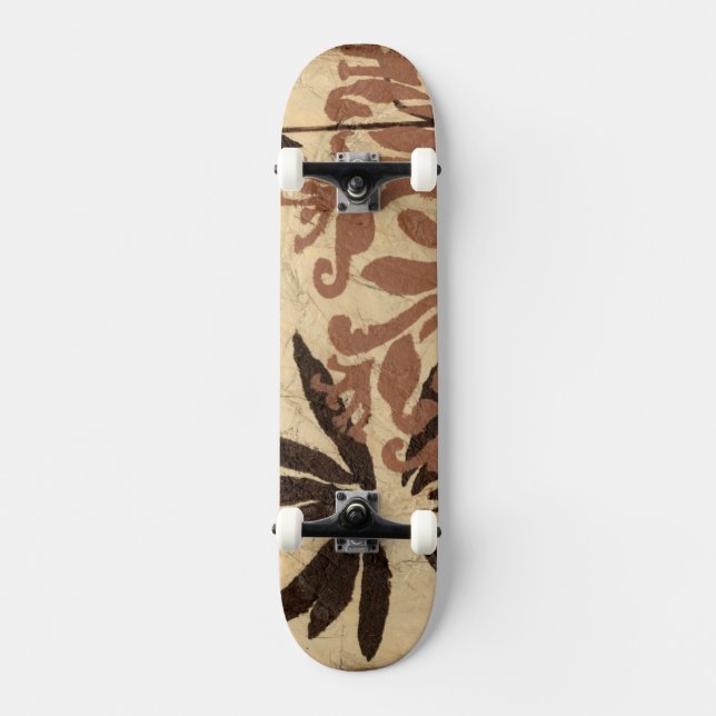 Skateboard Design de crayon floral avec Feuilles tawny (Recto)
