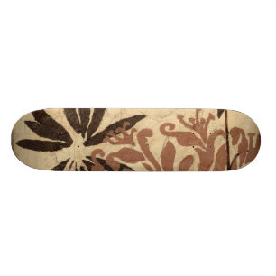 Skateboard Design de crayon floral avec Feuilles tawny