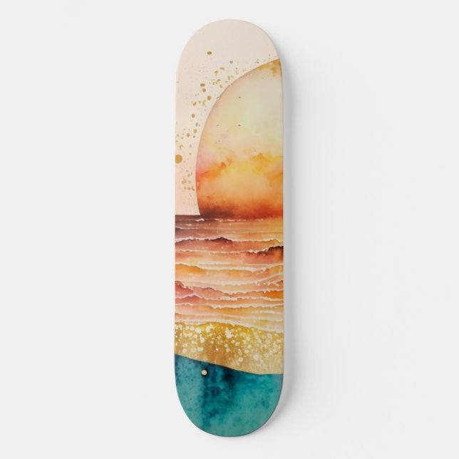 Skateboard Design de la gamme Watercolor Beach 3 (Recto)