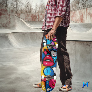 Skateboard Design de lèvres Pop Art audacieux – Style urbain