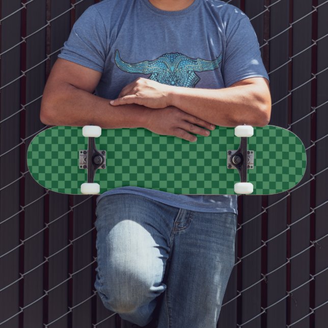Skateboard Design élégant à damier vert (Extérieur 3)
