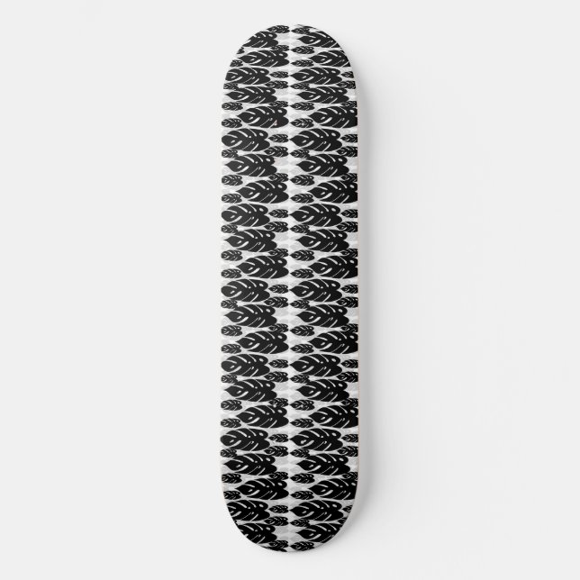 Skateboard Design Feuille noir et blanc (Recto)