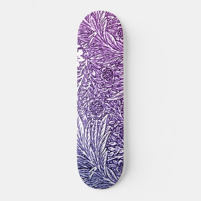 Skateboard Design floral complexe dans les tons violets et bl (Recto)
