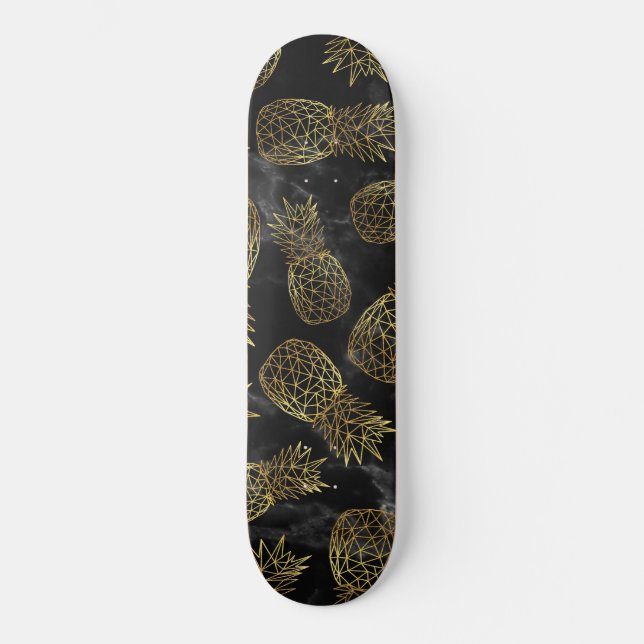 Skateboard Design géométrique moderne d'ananas en or (Recto)