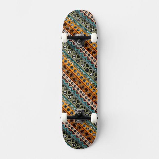 Skateboard Design motif aztèque coloré (Recto)