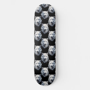 Skateboard Design Motif de tête de loup blanc