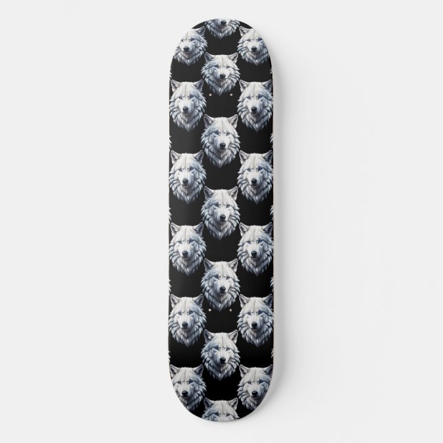 Skateboard Design Motif de tête de loup blanc (Recto)