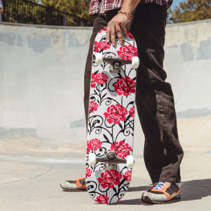 Skateboard Design Motif d'illustrations de rose rouge