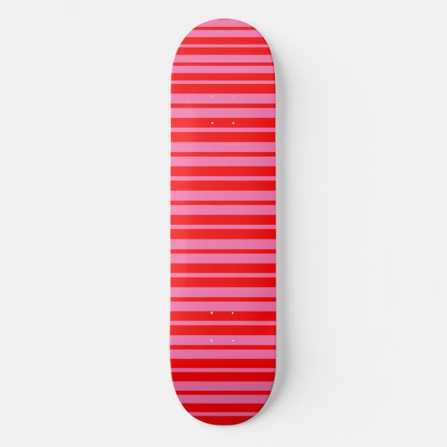 Skateboard Design Motif rouge rose élégant rayures (Recto)