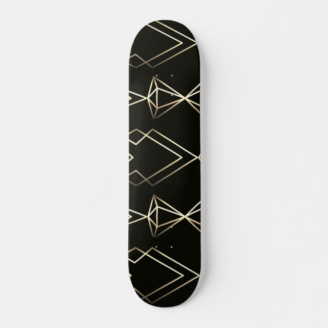 Skateboard Design rétro classique en noir et or (Devant)