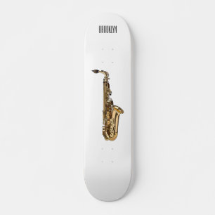 Skateboard dessin animé saxophone