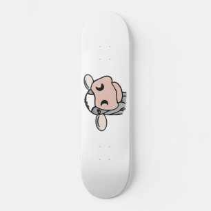 Skateboard dessin animé vache noir blanc rose baiser gris ani