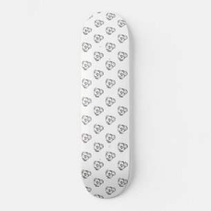 Skateboard dessin de bulle simple amoureux de les chiens noir