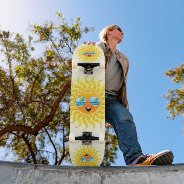 Skateboard Dessin d'été avec lunettes de soleil (Extérieur 1)