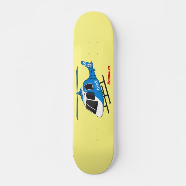 Skateboard Dessin d'hélicoptère du service de police mignon (Devant)