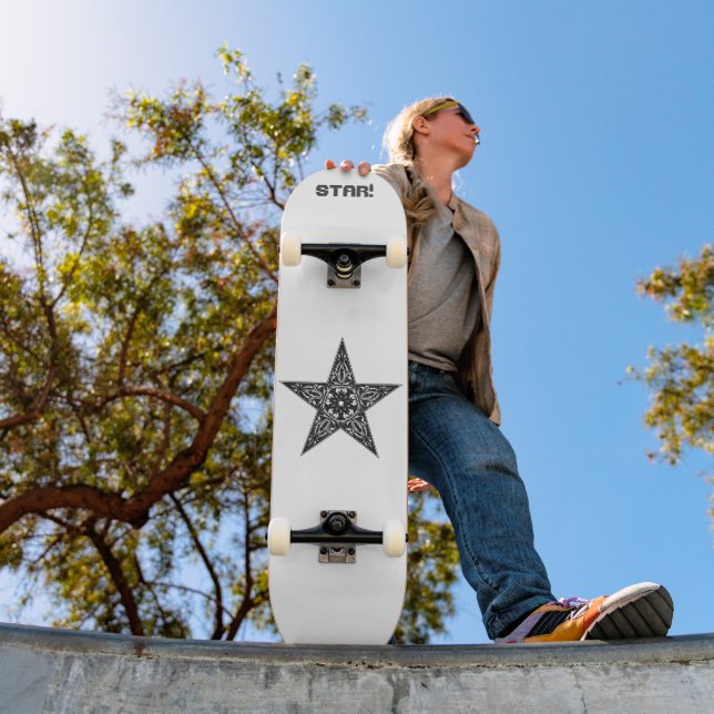 Skateboard Dessin étoile, illustration vintage (Extérieur 1)