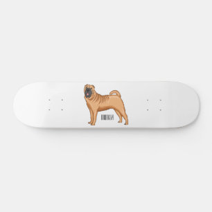 Skateboard dessin humoristique chinois de chien Shar-Pei