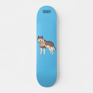 Skateboard dessin humoristique sibérien husky