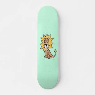 Skateboard dessin mignon lion enfants retro safari jungle ani