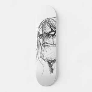 Skateboard Dessin noir et blanc de l'Anime de colère