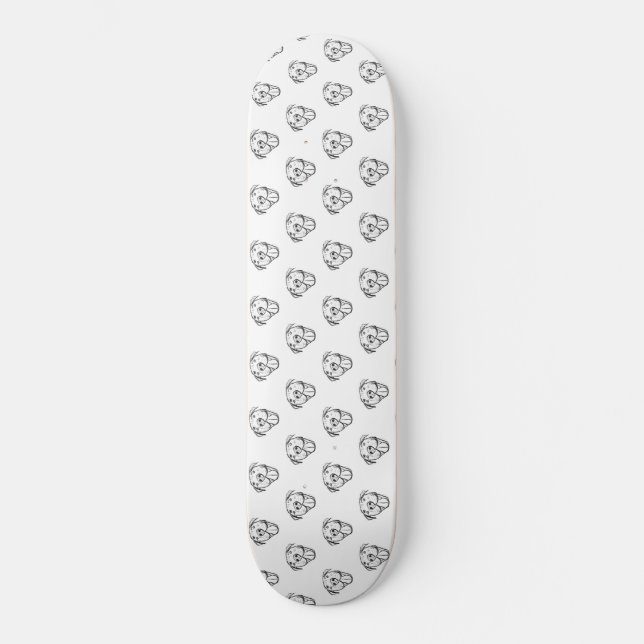 Skateboard dessin pitbull simple amoureux des chiens noir bla (Recto)
