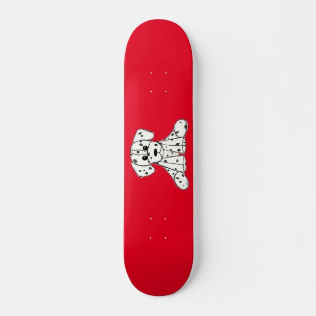 Skateboard Dessin simple de contour de chien en peluche dalma (Devant)