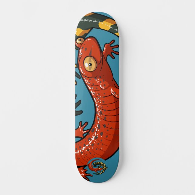 Skateboard Deux Amis Souriants Enmêlés Cartoon Salamander (Recto)