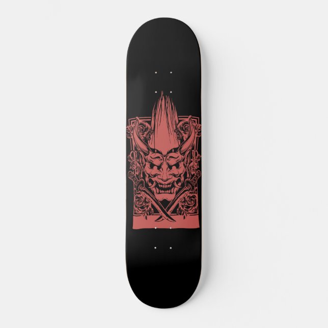 Skateboard Deux démons rouges avec des épées (Recto)
