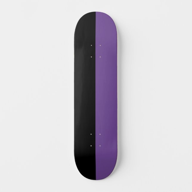 Skateboard Deux tons couleur divisée moitié noir et moitié vi (Recto)