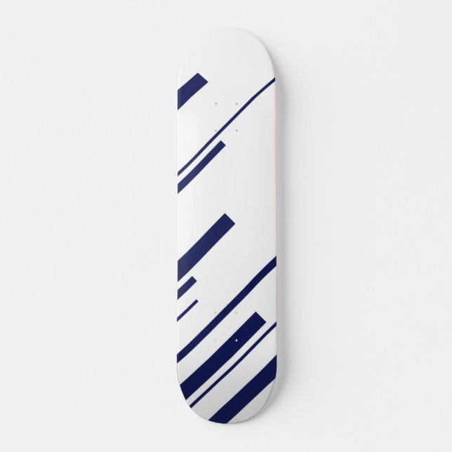 Skateboard Diagonales en bleu et blanc (Devant)