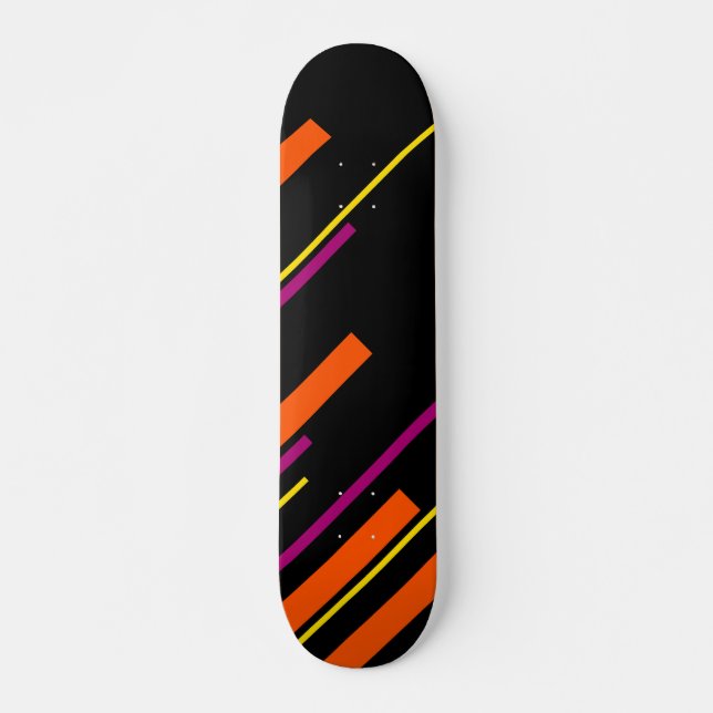 Skateboard Diagonales - Noir, rose, orange et jaune (Devant)