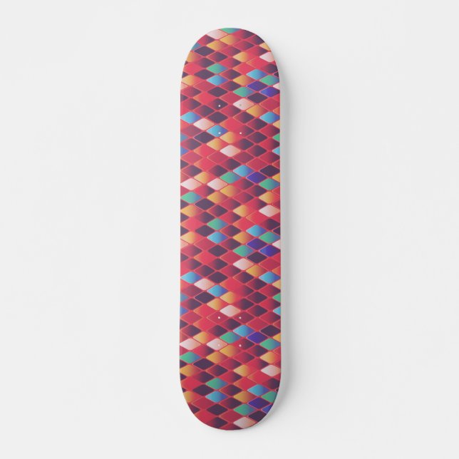 Skateboard Diamants Abstraits colorés (Devant)
