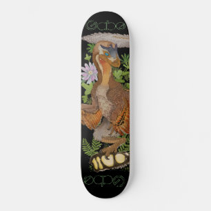 Skateboard Dinosaur Raptor Jungle Art
