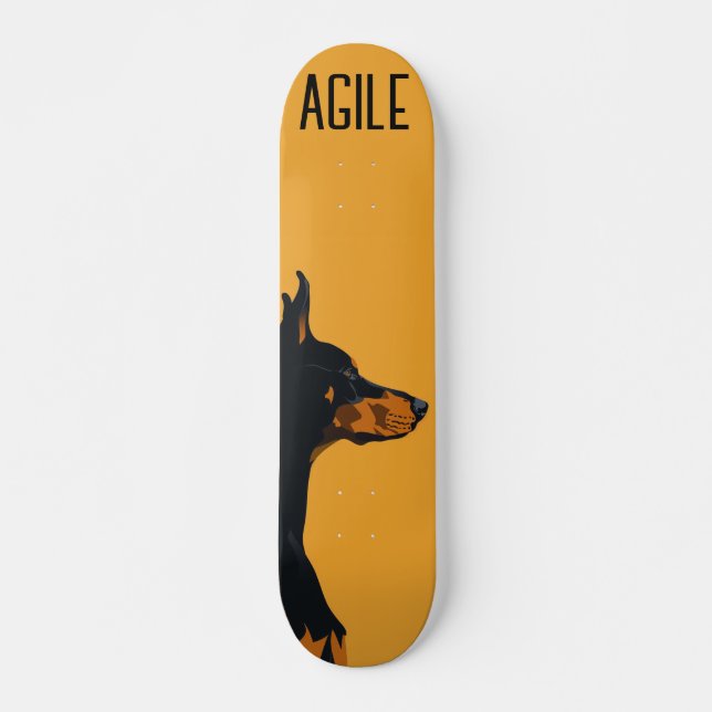 Skateboard Doberman jaune (Devant)