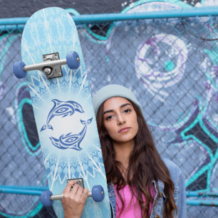 Skateboard Dolphins bleus Mandala Maritime