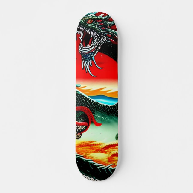 SKATEBOARD DRAGON ASIATIQUE JETER UN COUP D'OEIL (Devant)
