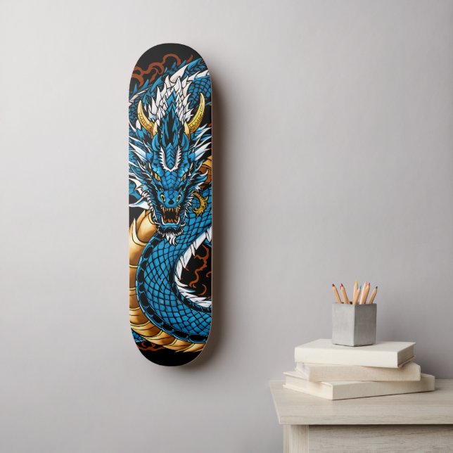 Skateboard Dragon bleu (Art mural)
