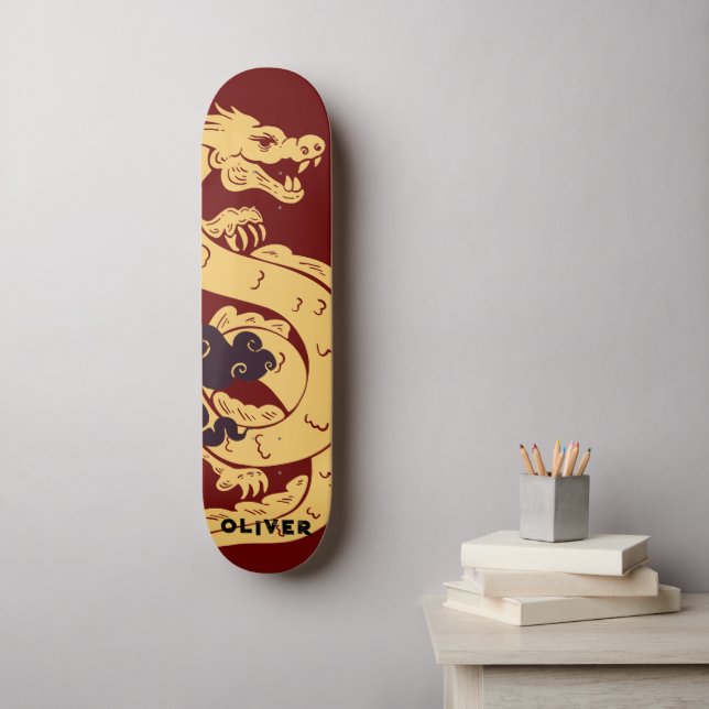 Skateboard Dragon chinois personnalisé (Art mural)