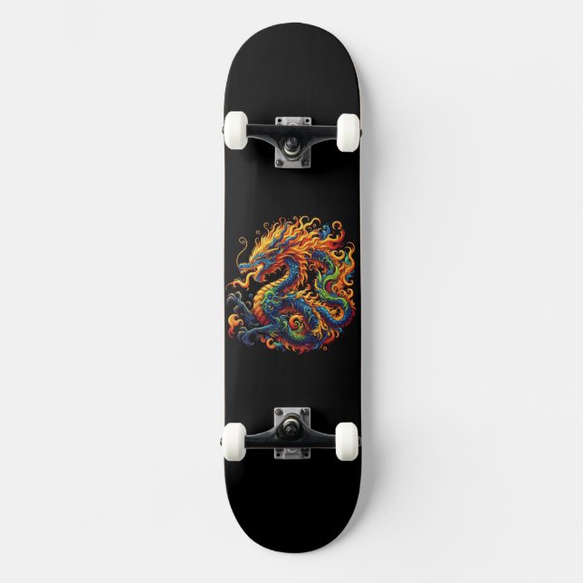 Skateboard Dragon coloré (Recto)