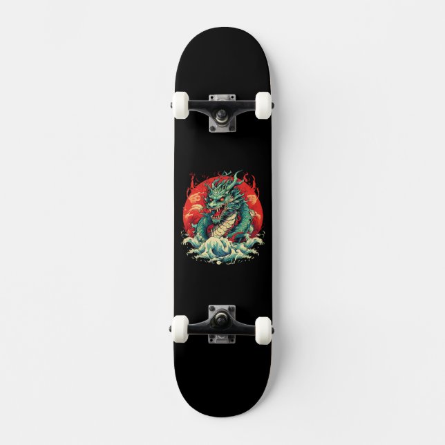 Skateboard Dragon dans les vagues (Recto)