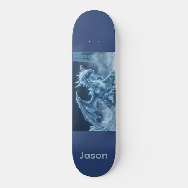 Skateboard Dragon de glace bleu 3D épique  (Recto)